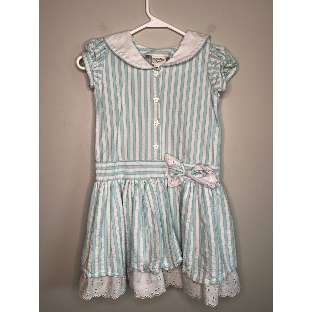 1990s Rebecca Raggs Sailor Lace Bow Stars Prep Kawaii Kei Babydoll Dress Kids 7